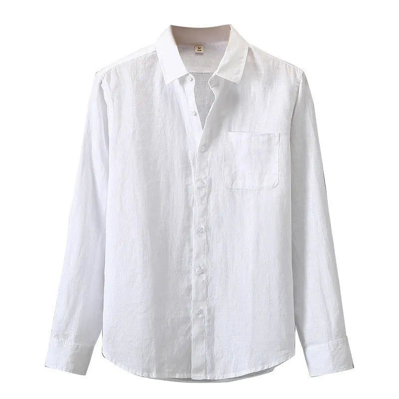 Chinese style linen long sleeve shirt in cardigan design available in multiple colours