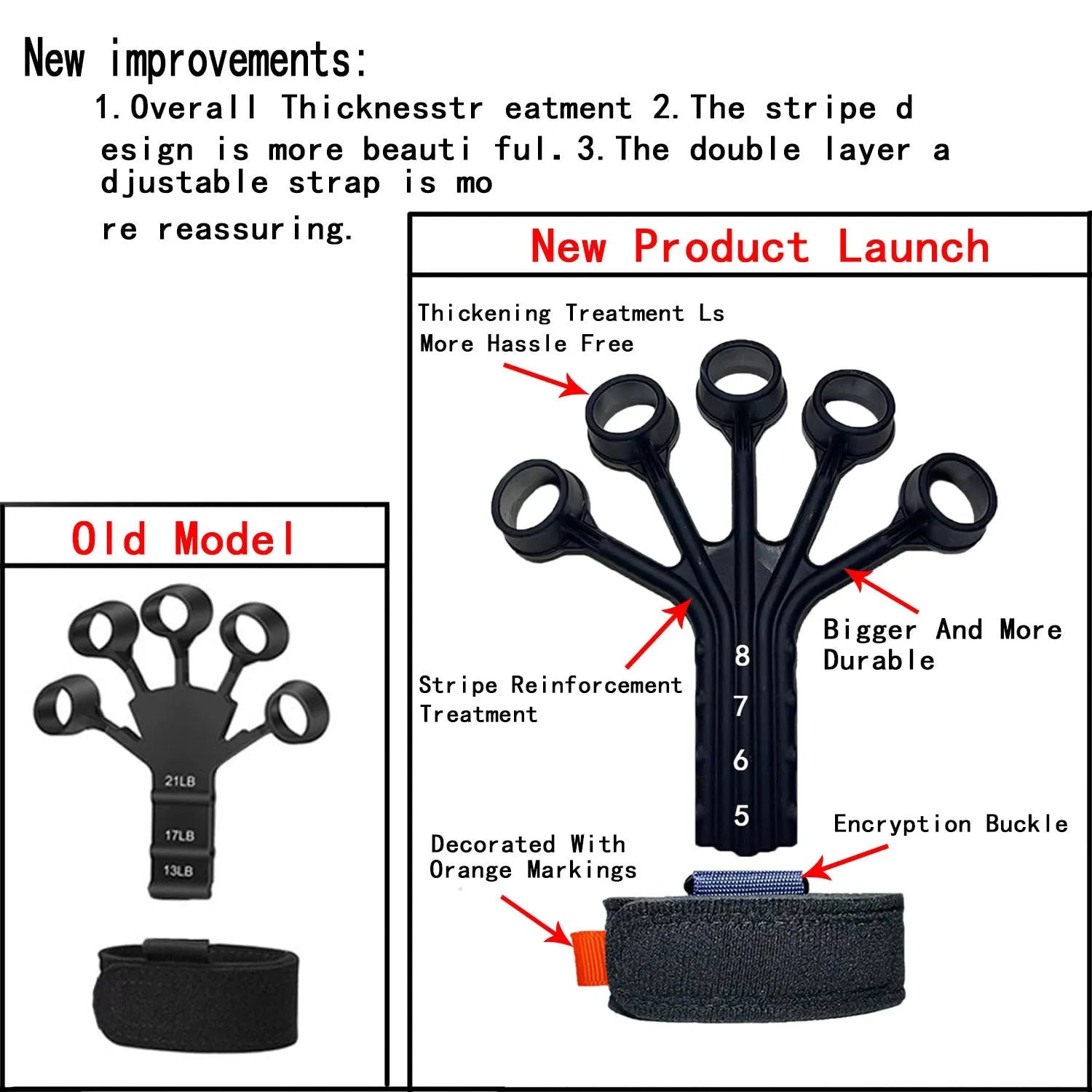 Black silicone finger trainer with adjustable belt for hand rehabilitation exercises