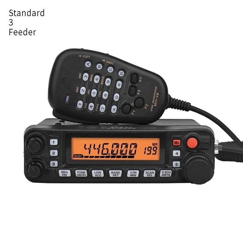 Car-mounted walkie-talkie unit for self-driving tours with optional 507 antenna and universal clamp.