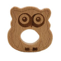 Wooden animal baby teething toy for infants over 3 months, DIY accessory, Cuckoo Pug Badger Zebra Pipi Bear designs