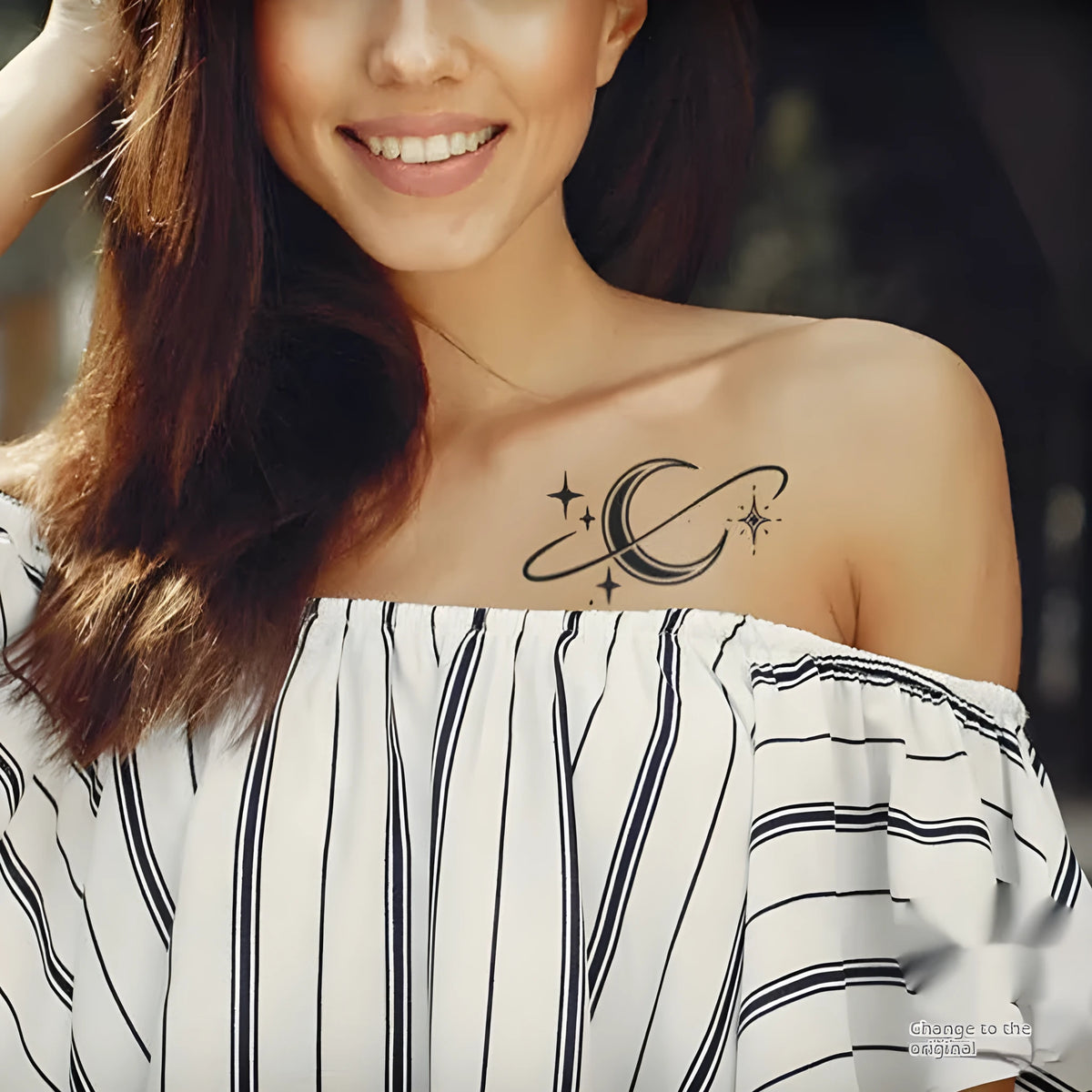 Waterproof herbal temporary tattoo sticker with Star Ring Moon design, single pack