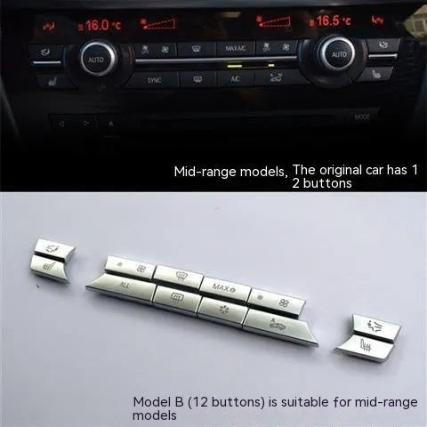Silver metal car dashboard air conditioning button replacement panel with multiple size configurations