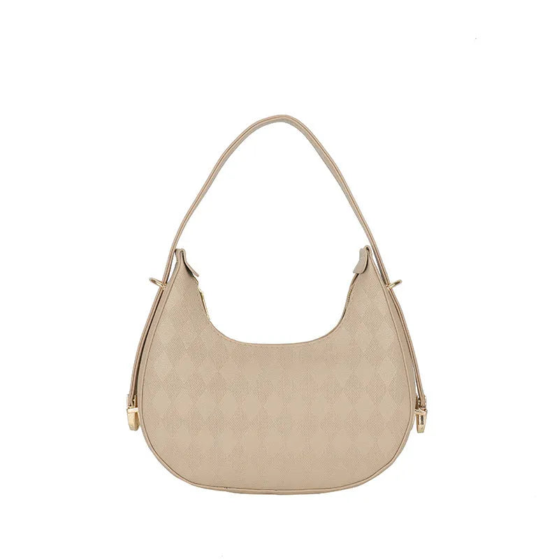 French underarm bag women PU rhombus pattern handbag sandwich pocket 22x20x5cm five colours