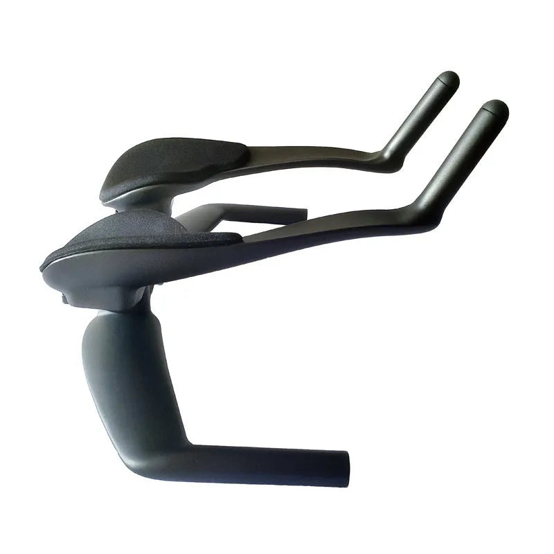 Black carbon fibre TT handlebar showing 10 degree angle option with 31.8mm clamp area visible