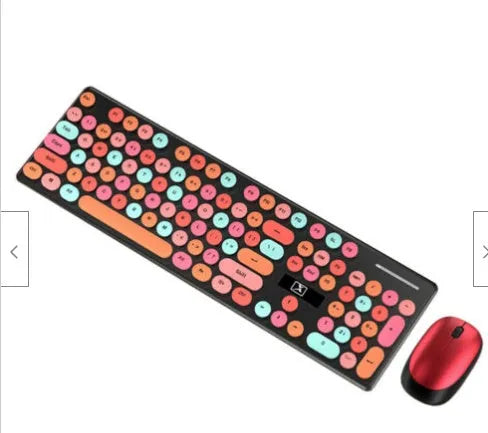Wireless punk keyboard and mouse set in vibrant yellow mixed colour with backlight keys