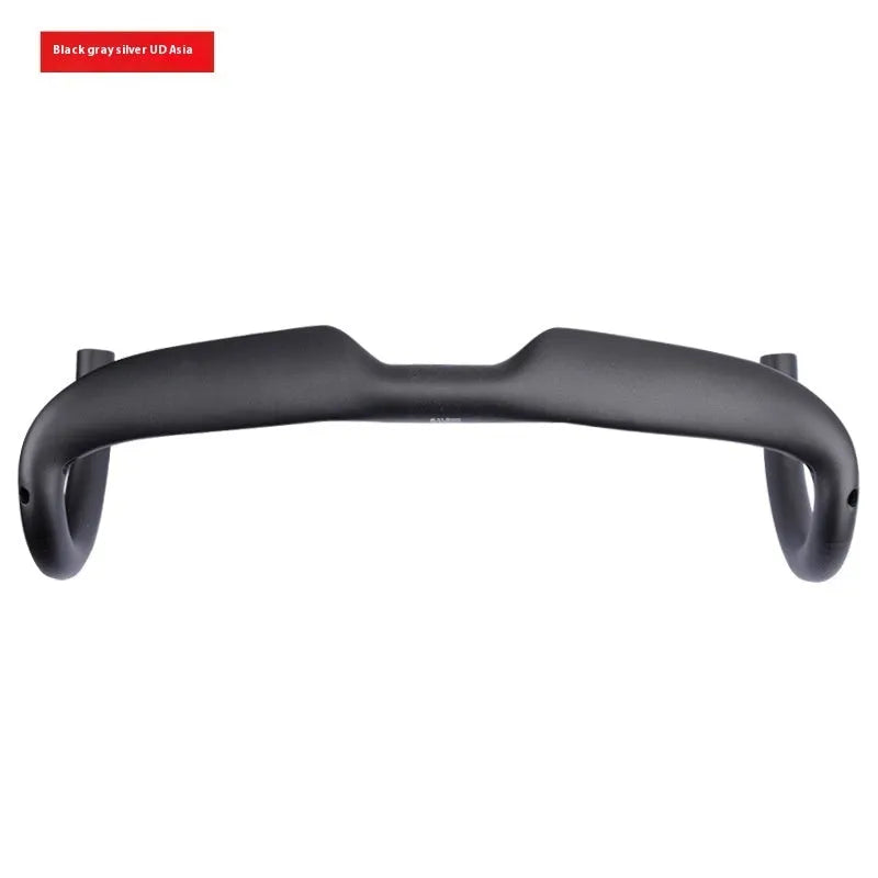 Carbon fiber road bicycle drop handlebar in UD Matte finish, showing 420mm width.