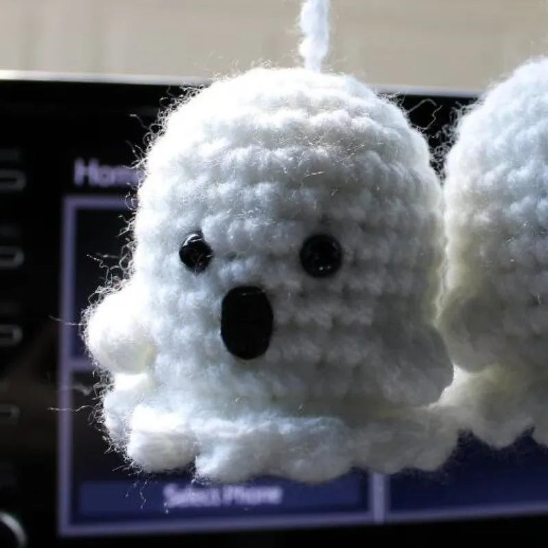 Plush hand-woven automobile hanging ornament with cartoon design for car interior decoration