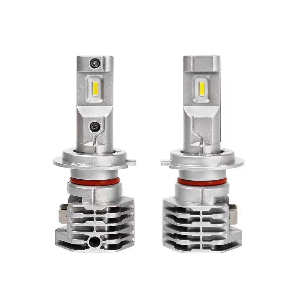 Car LED headlight bulb with far and near light switching, aluminium alloy body, white light, H7 H11 H4 9005 9006 fittings