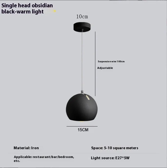 Post-modern Nordic ball chandelier lamp in single-head and three-head configurations
