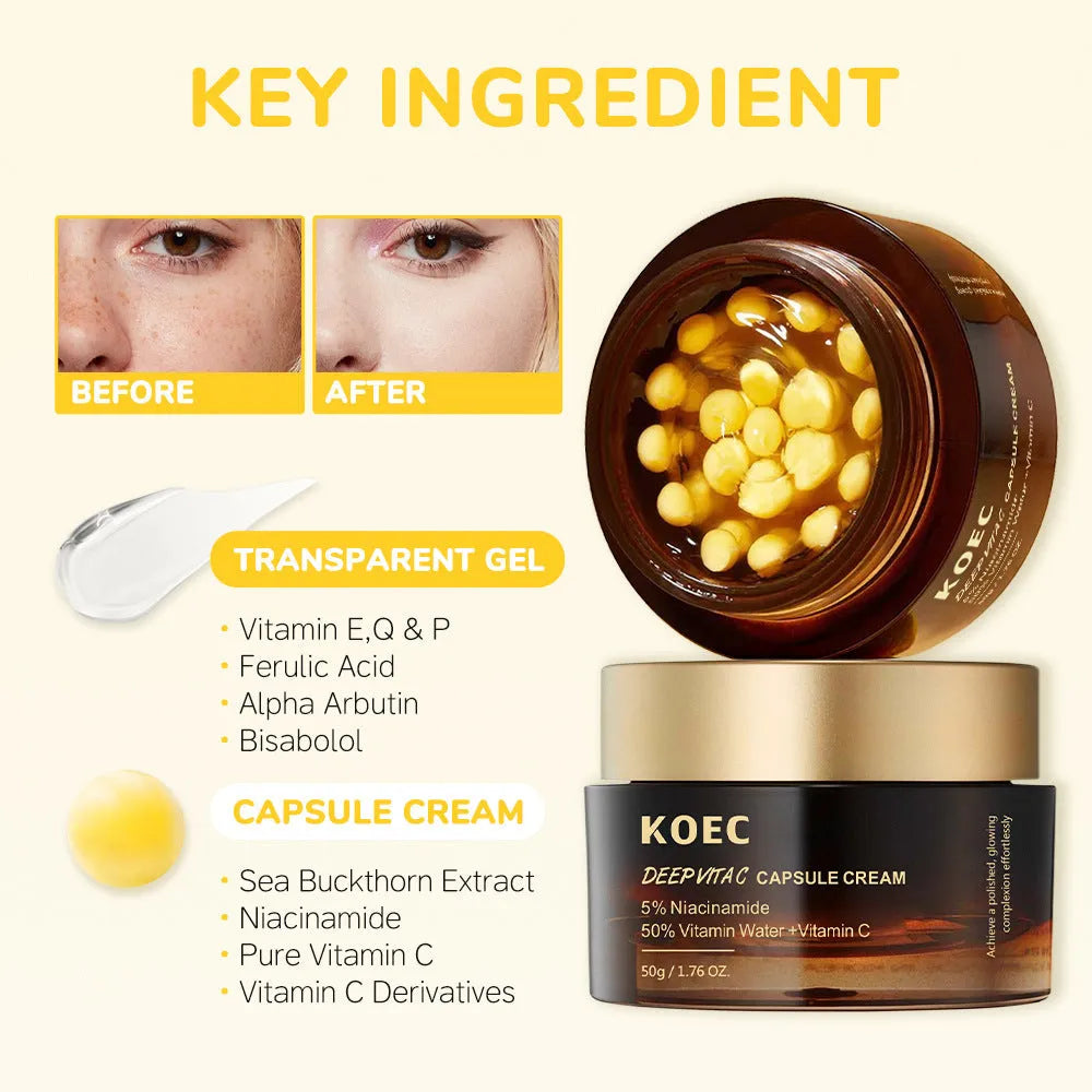 KOEC Collagen Facial Skin Care Cream in a white jar with label, 50g size