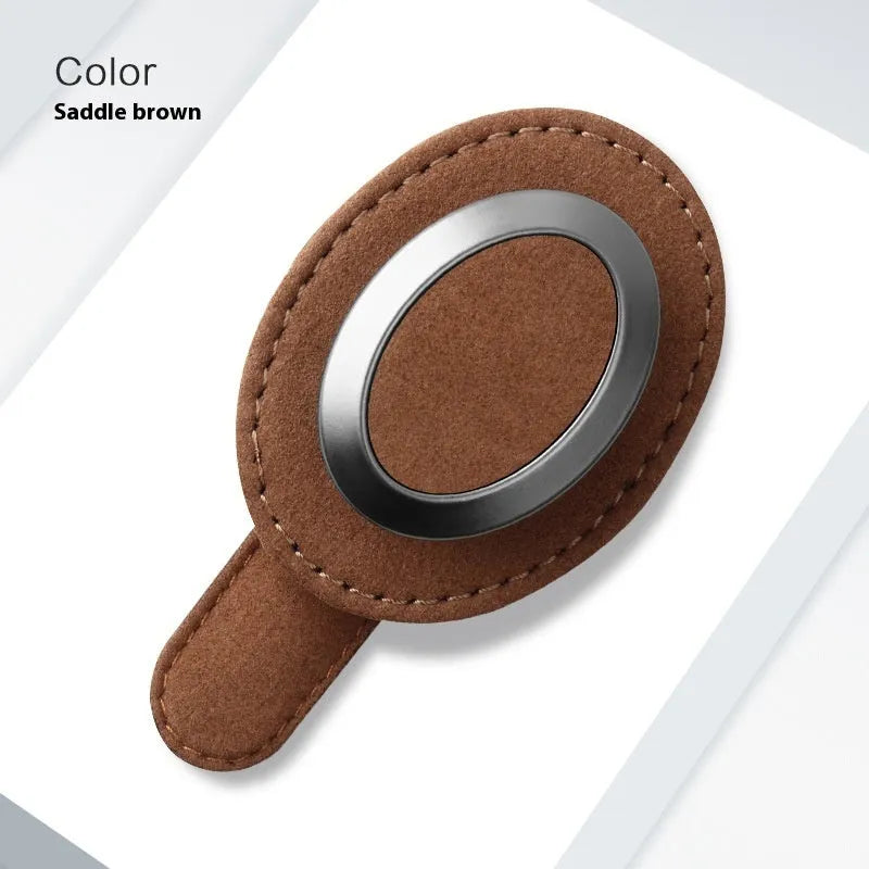 Suede car sun visor glasses clip, 11 x 5cm, in black, blue, brown, gray, green or red, without logo