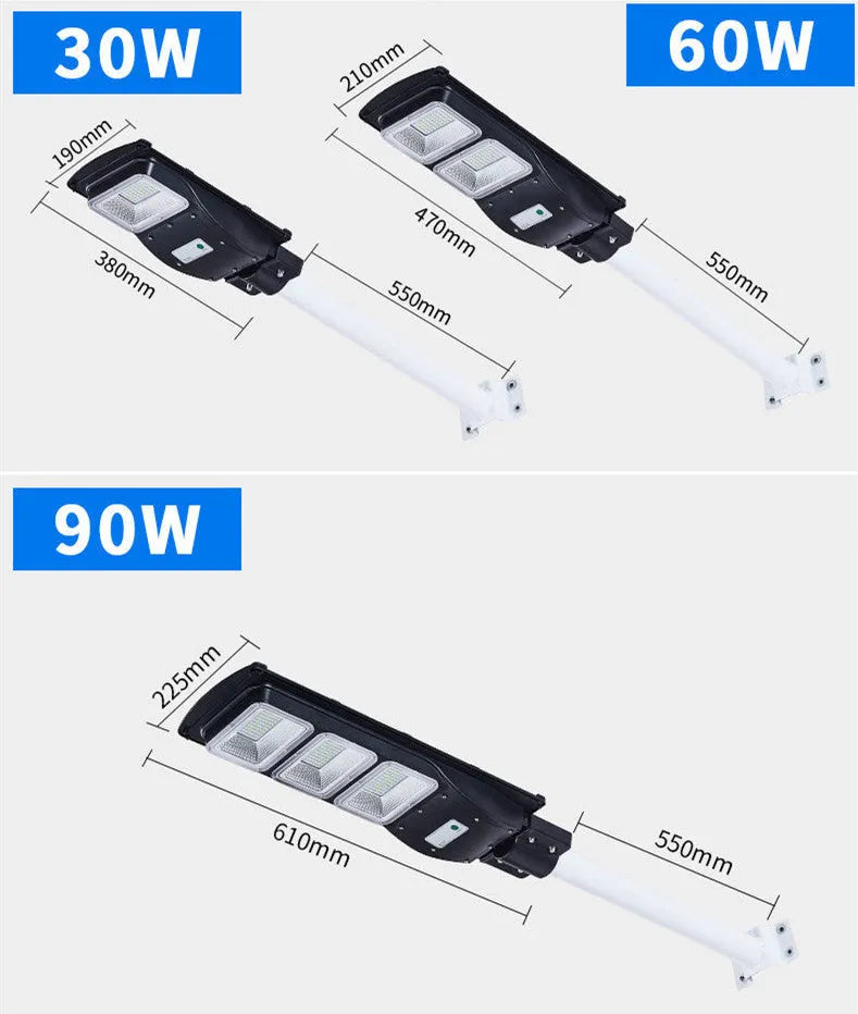 60W integrated solar street light with remote control for outdoor installation