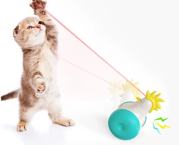 Electric cat toy in orange lake blue with infrared light and self-balance movement for interactive play