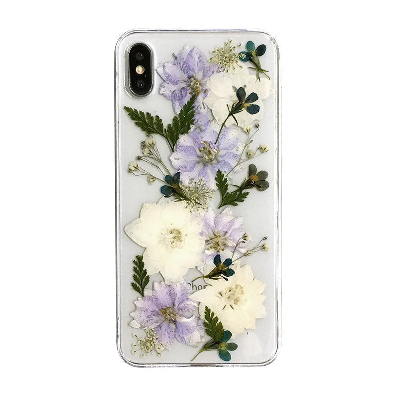Blue and purple dried flower TPU phone case compatible with Apple iPhone 12 Pro Max