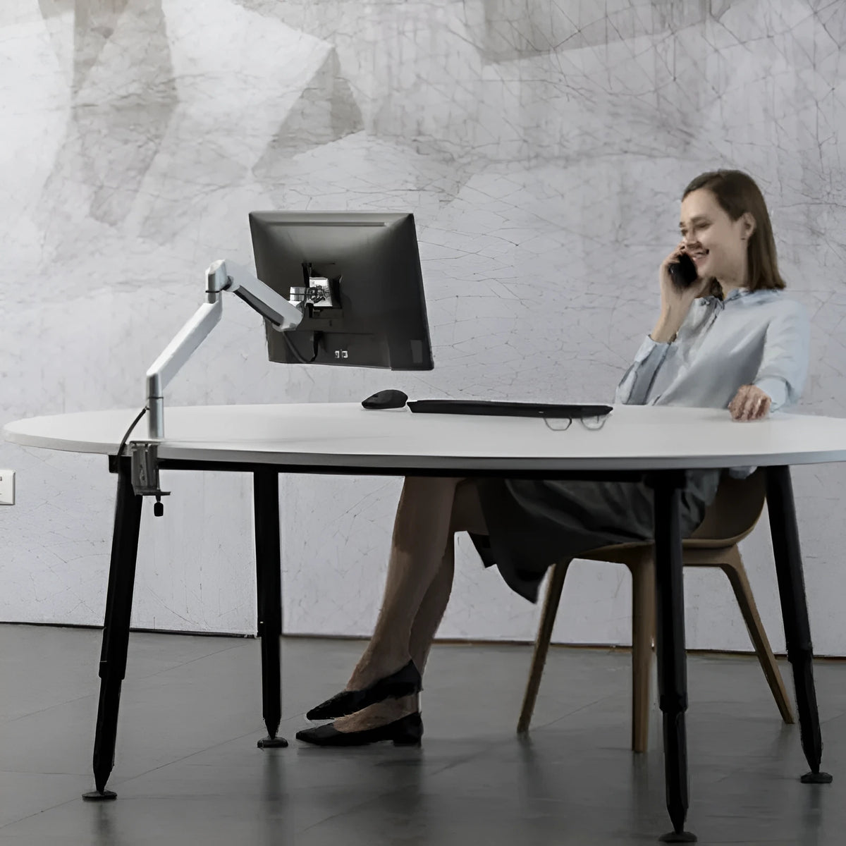 Silver aluminium alloy hover notebook arm bracket computer stand on desk