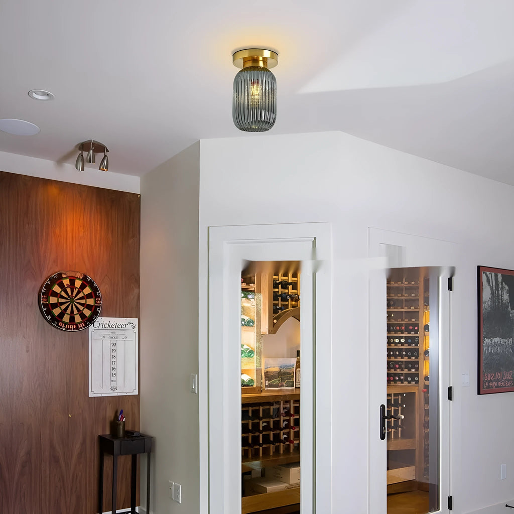 Nordic glass ceiling lamp with alloy fitting, 220V, shown in green, milky white, or smoke grey shade