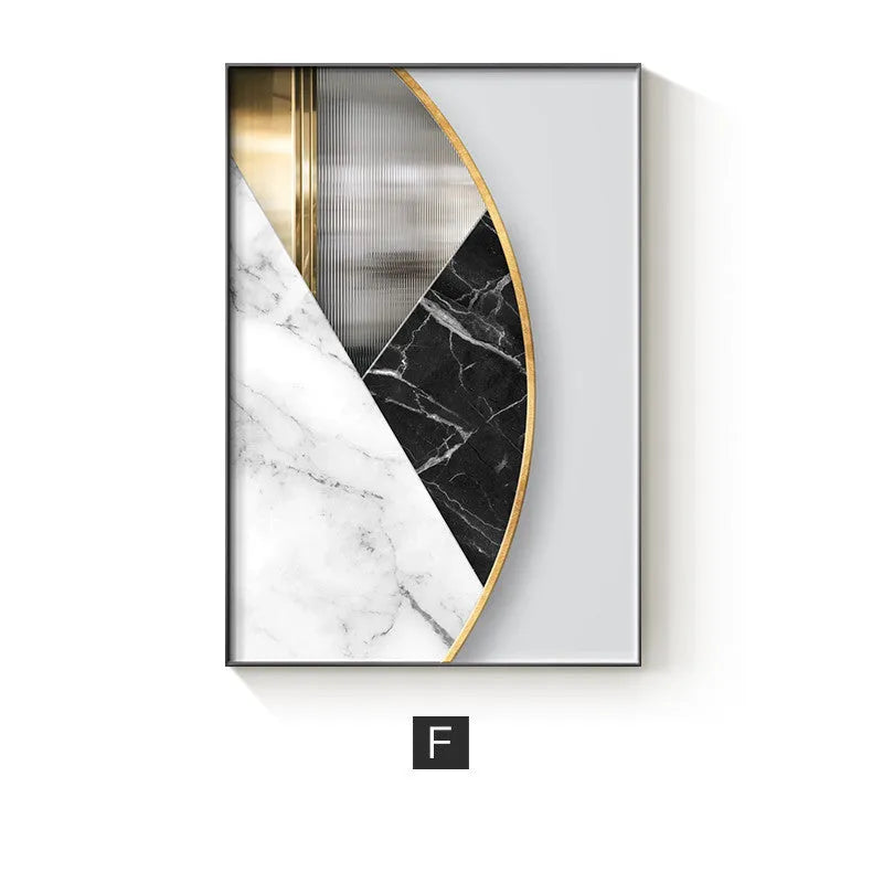 Abstract geometric pattern printed on a canvas wall art poster, available in multiple sizes and design styles.