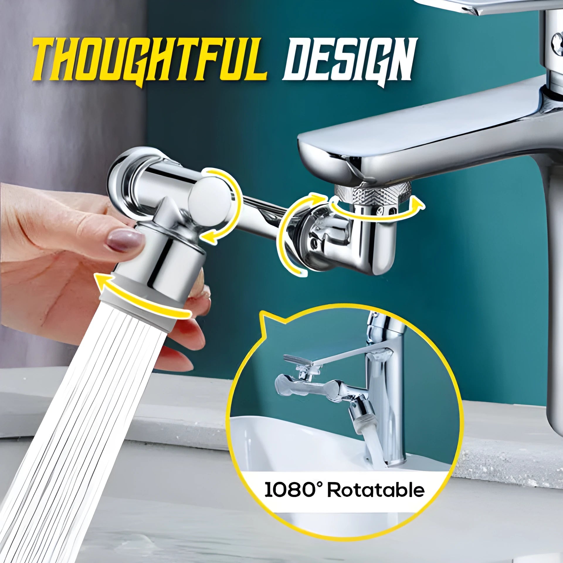 Swivel universal extension bubbler faucet with 1080-degree rotation and dual water modes