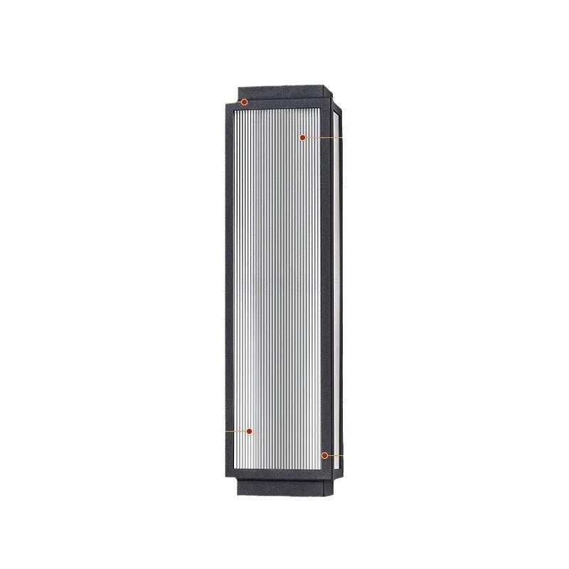 Waterproof stainless steel outdoor wall lamp showing multiple sizes and light colour options
