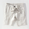 Men's straight 100% linen shorts, mid-waist, solid grey black or hemp, sizes 30 to 38