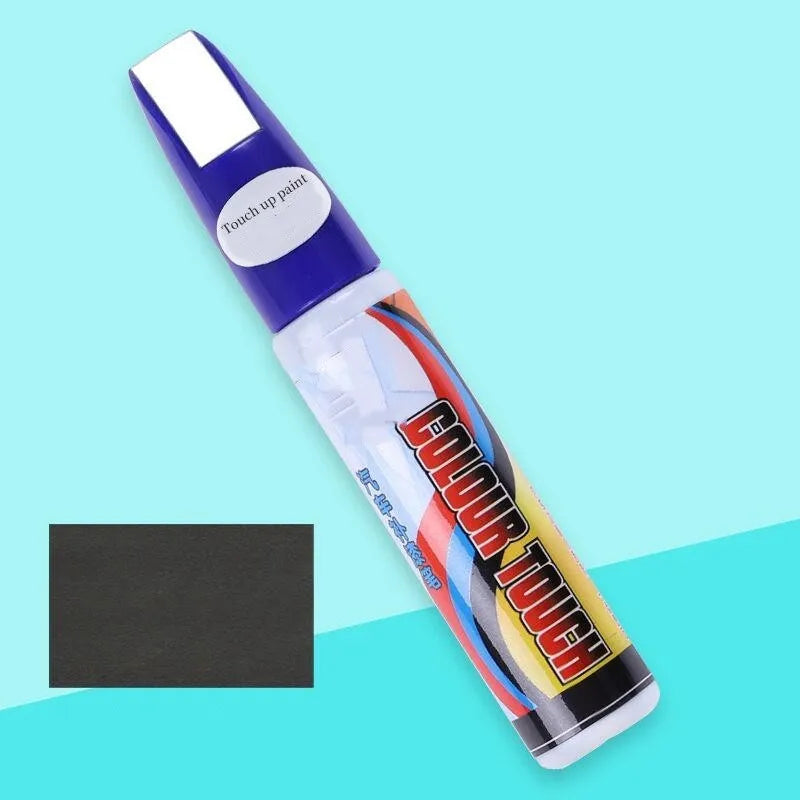Automotive paint repair pen kit with scratch wax, paint pen, sponge, and sandpaper for car scratches