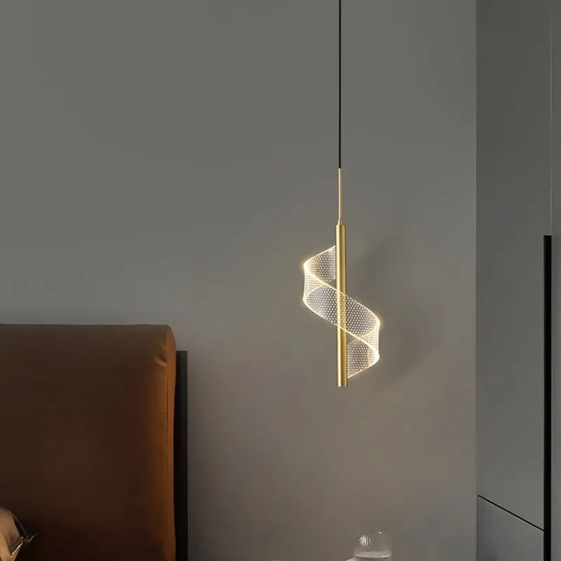 Black copper minimalist small droplight pendant light, 4W tri-colour dimming, 400mm x 140mm.