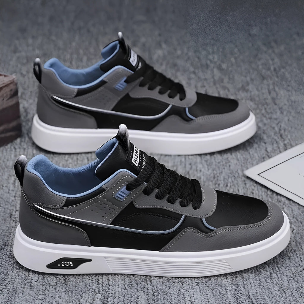 Men's Korean-style canvas board shoes with mesh lining in black, beige or gray