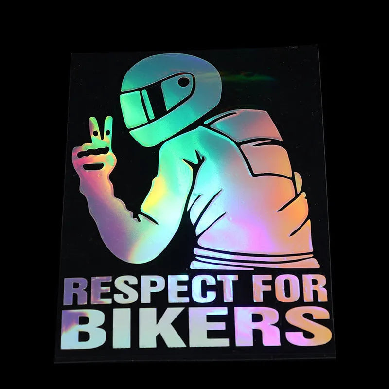 Respect For Bikers Hello Brother PET body sticker, 15 x 11cm, in reflective silver or black colour options.