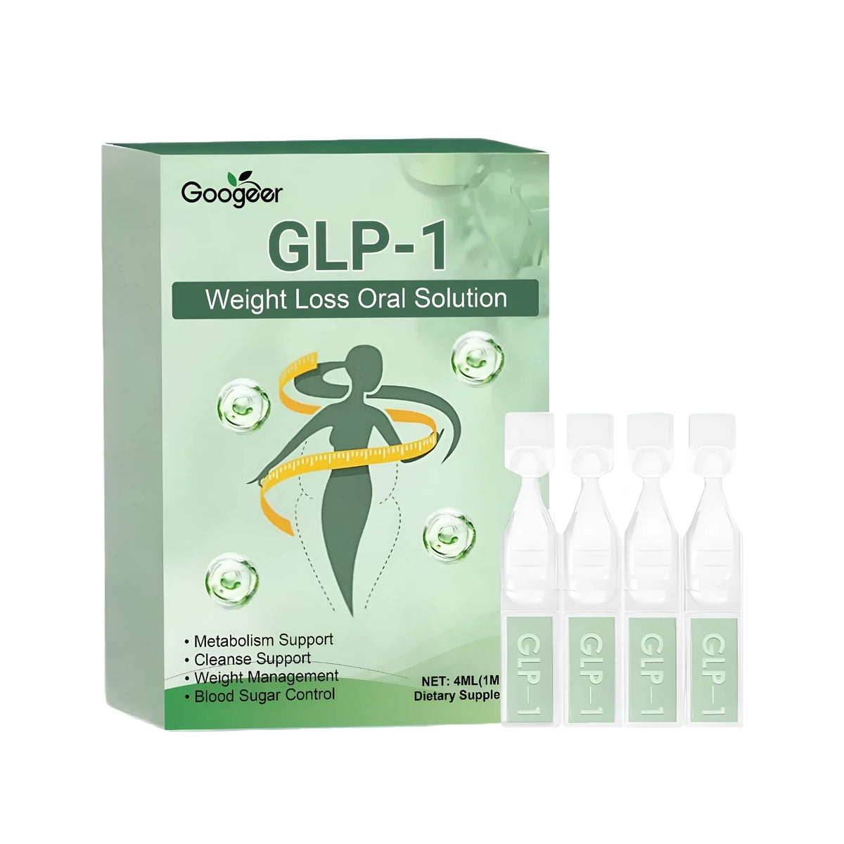 GLP-1 dietary supplement drops 4ml pack of four 1ml nursing drops with mint extract and thiamine nitrate