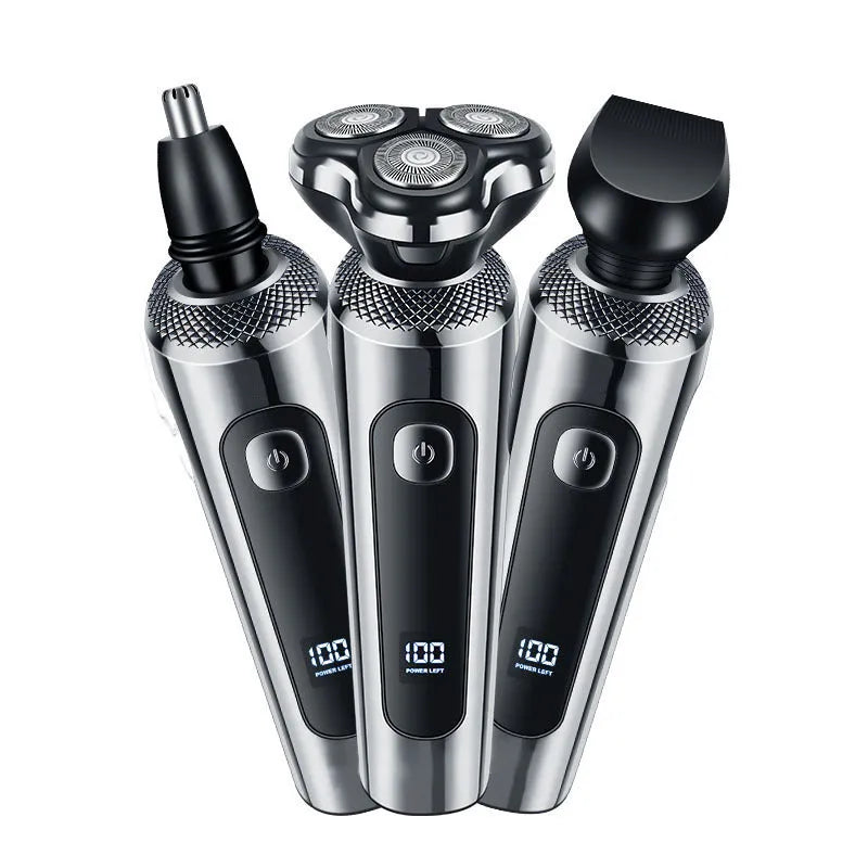 Digital USB rechargeable beard scraper with washable body and five-in-one base bracket