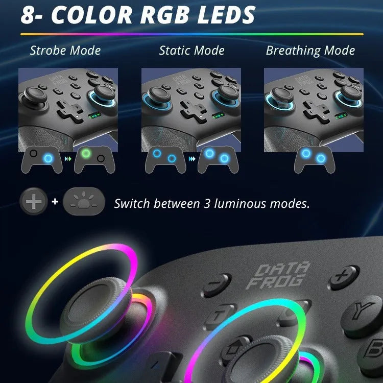 Black Lightning Bluetooth wireless gaming controller with vibration mode and USB charging cable