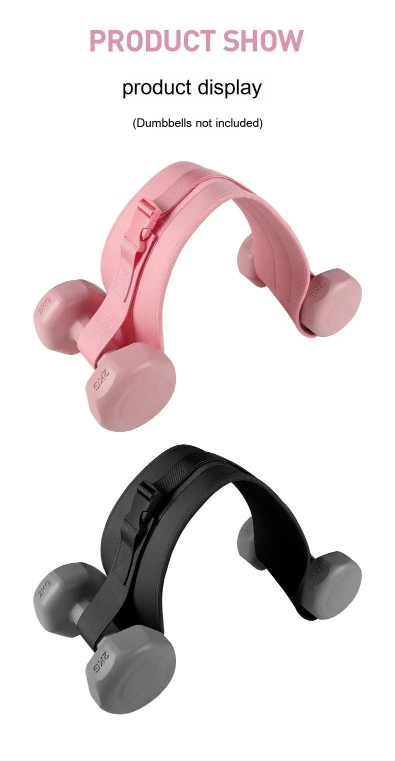 Black and pink weight-bearing hip bridge auxiliary strap for dumbbell and barbell training