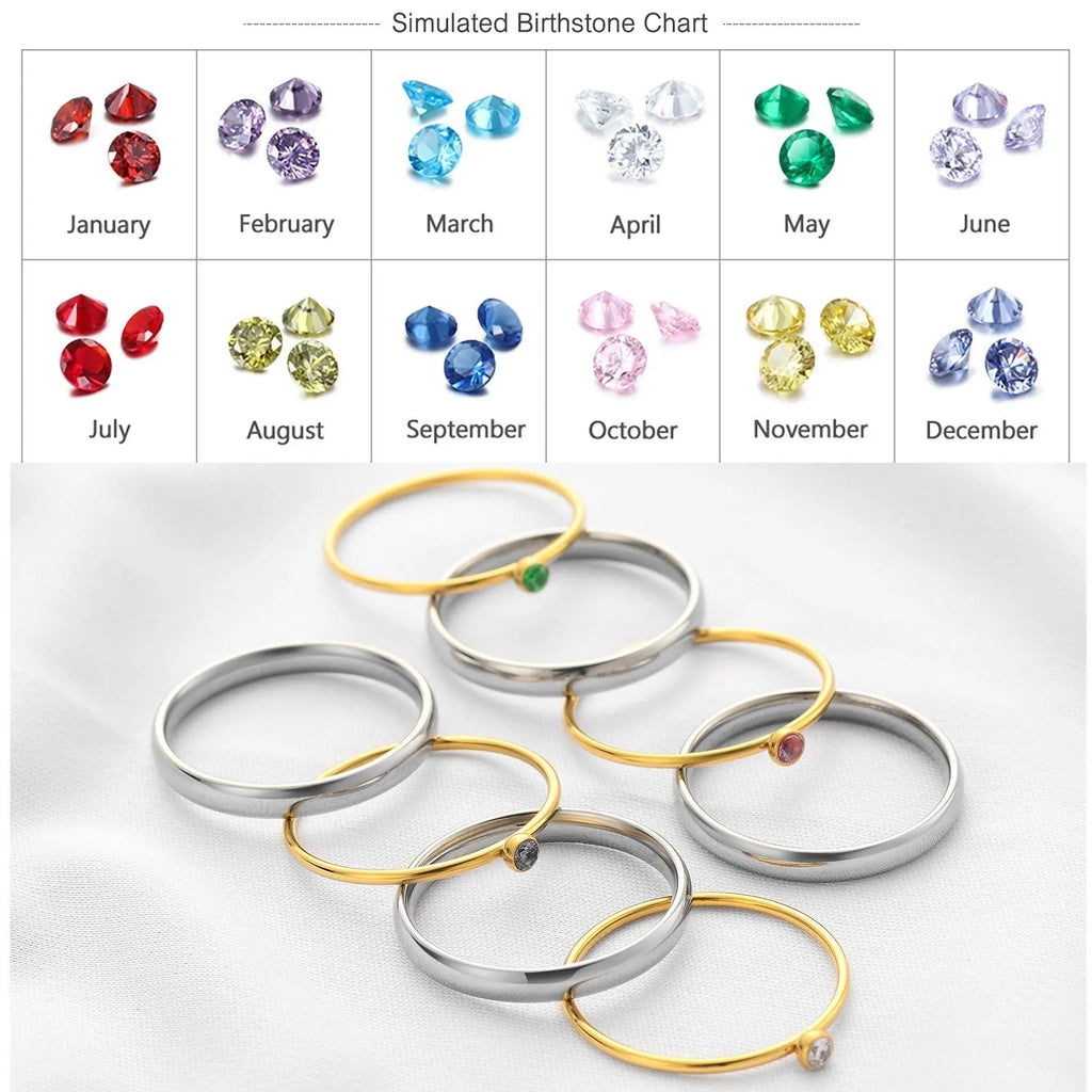 December birthstone geometric engraved ring in titanium steel on a hand.