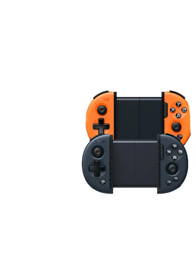 Feizhi Wee2T wired USB mobile game controller in blue or orange with a stretch handle.