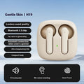 Wireless Bluetooth earbuds with noise reduction, plastic sports earplugs, available in black, white, or skin colour