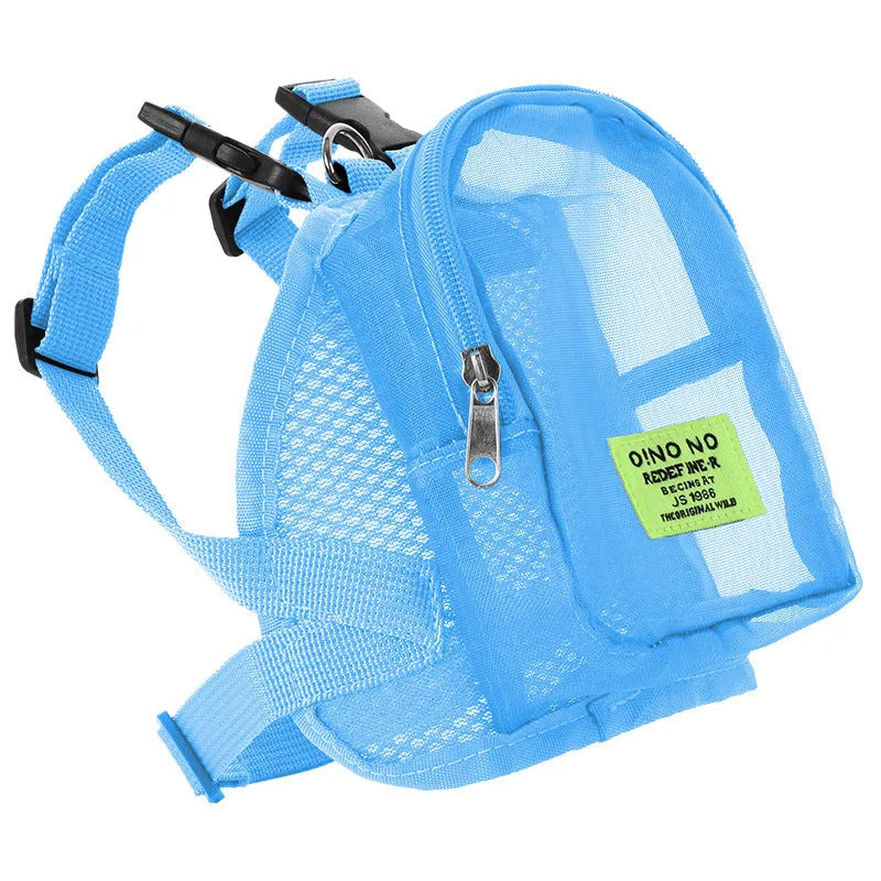 Solid colour dog backpack canvas storage bag in breathable polyester fabric