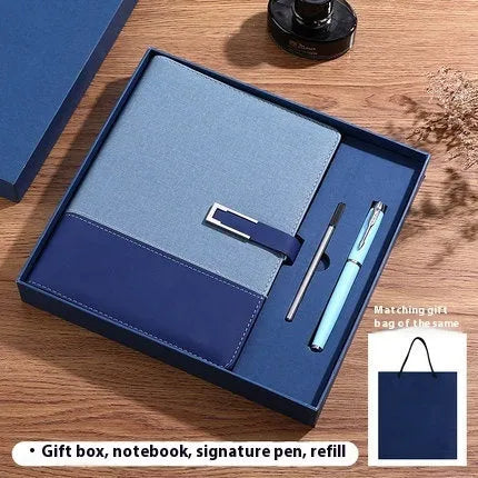 A5 soft leather business notebook in brown, black, green, blue, and red colour options.
