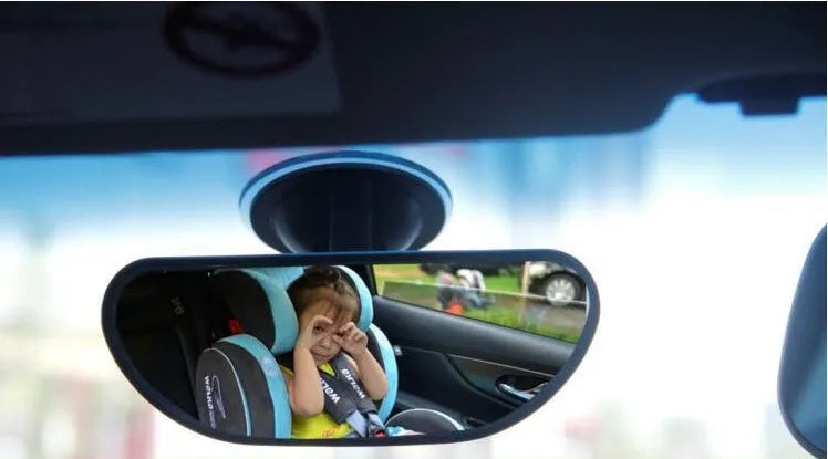 Large black car baby observation mirror with ABS frame, HD glass, and 360 degree rotating suction cup