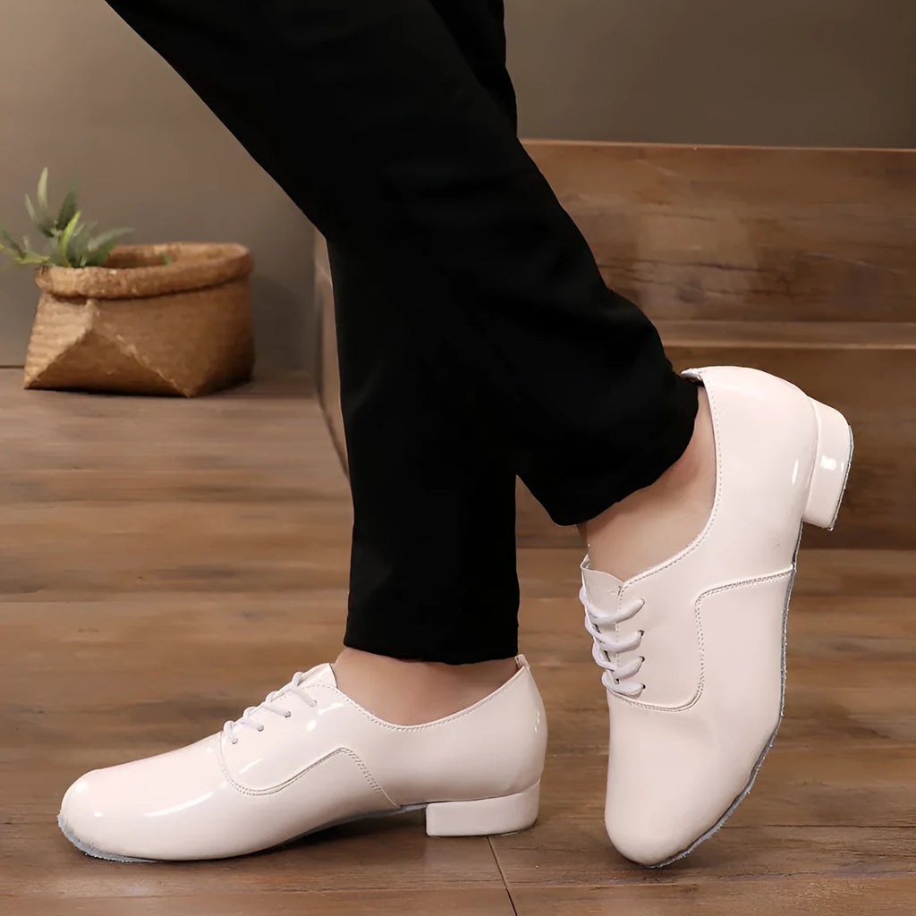 Men's black dancing shoes with calf leather soles for indoor fitness and dance practice