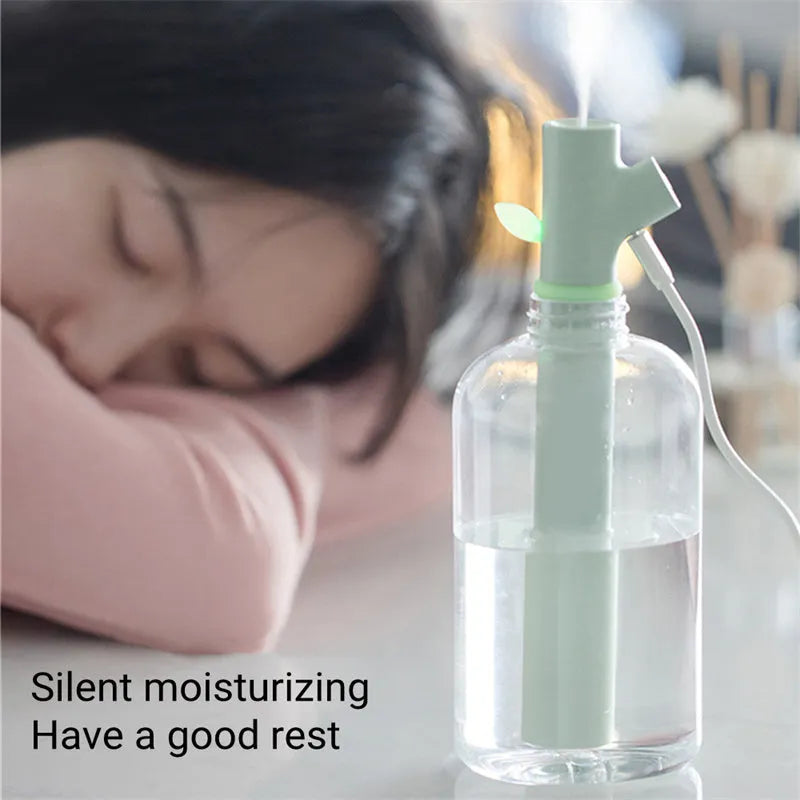 Transparent plastic portable USB humidifier with water bottle design and purification filter