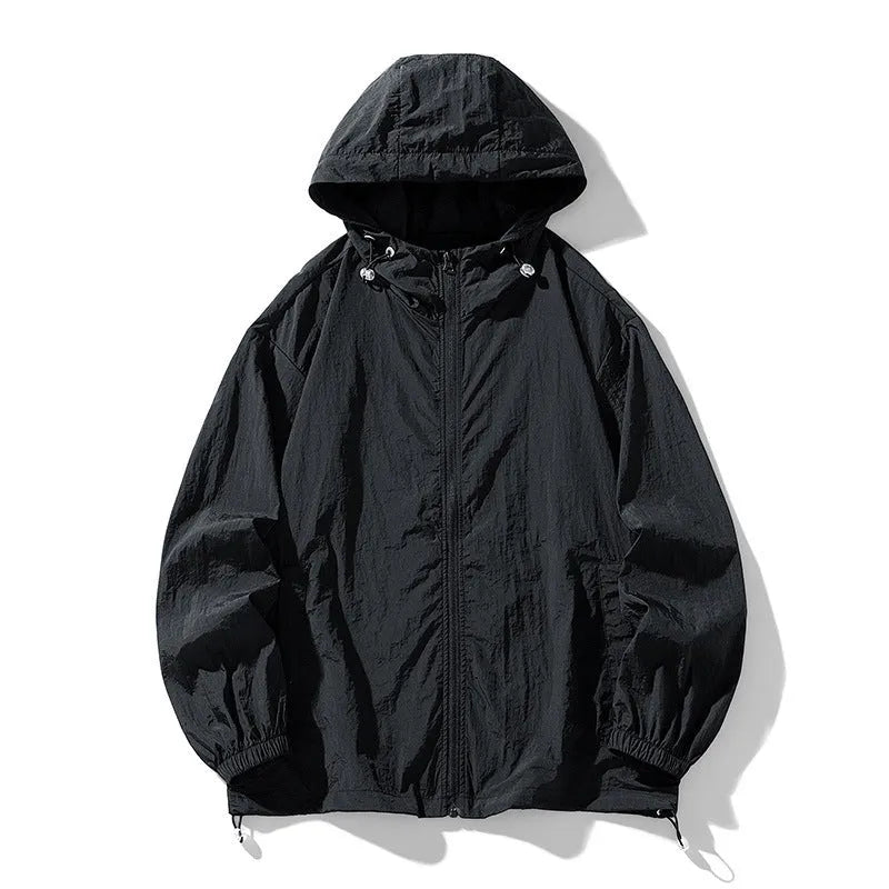 Lightweight nylon outdoor jacket in loose fit available in multiple colours including creamy-white and navy blue