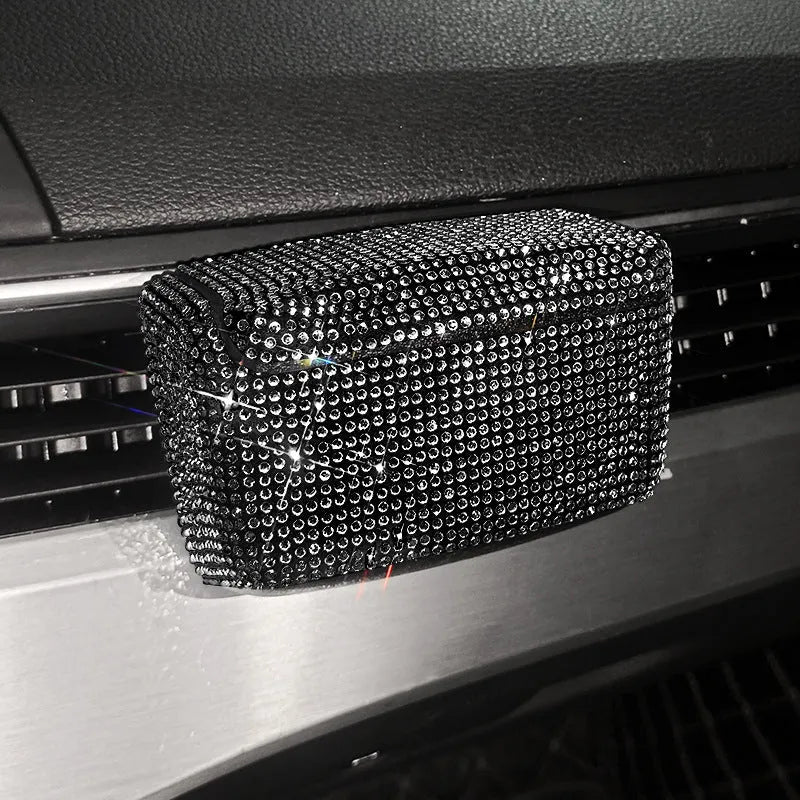 Car ashtray with covered air outlet in choice of seven colours including blue diamond and pink