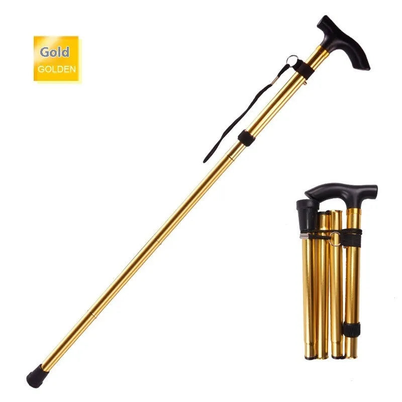 Aluminium folding cane walking stick with adjustable length and non-slip handle