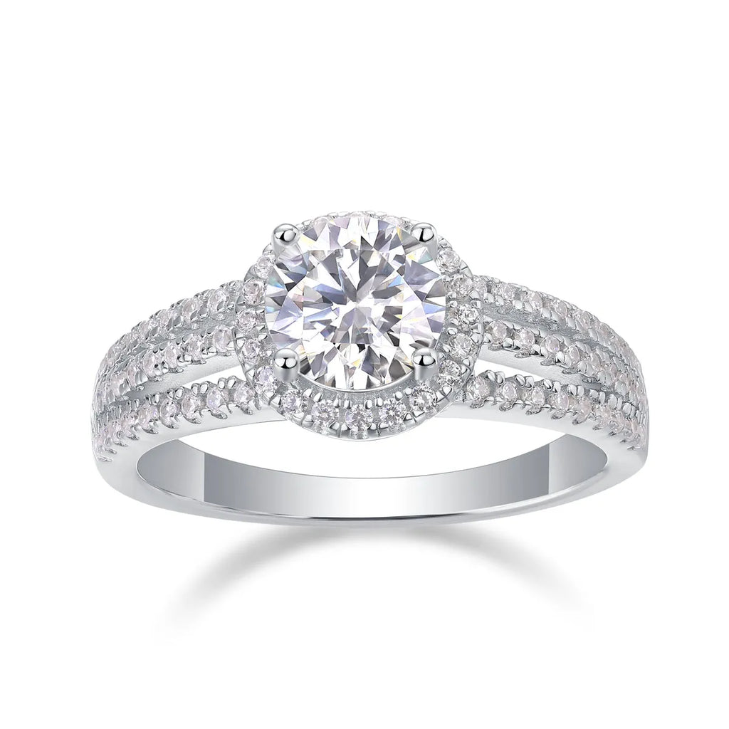 1-carat moissanite wedding ring set in S925 silver with platinum plating, sizes 5-9, gift box and GRA certificate