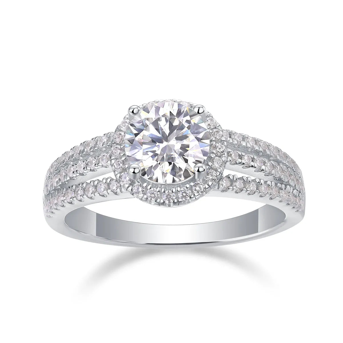 1-carat moissanite wedding ring set in S925 silver with platinum plating, sizes 5-9, gift box and GRA certificate