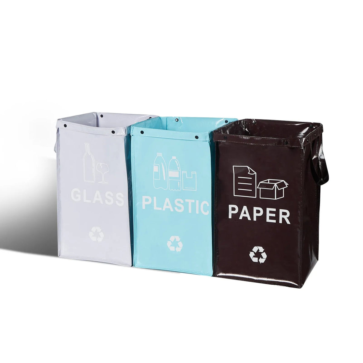 Blue handbag style 40-litre plastic waste sorting bin with waterproof construction