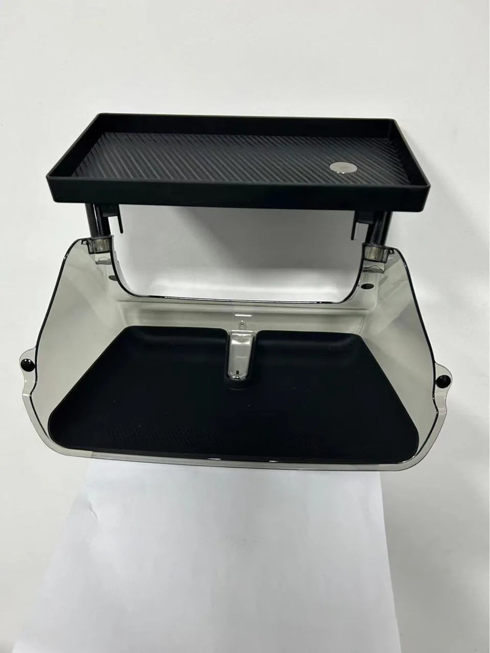 Black ABS plastic ETC storage box for Tesla Model 3 and Y centre console.
