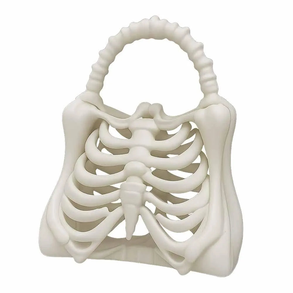 White printed skeleton bone bag decoration, paper dumpling shape, 22cm by 17.5cm assembled