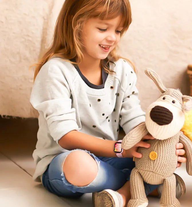 H39T smart children's watch with blue TPU strap and 1.4-inch screen showing health monitoring display