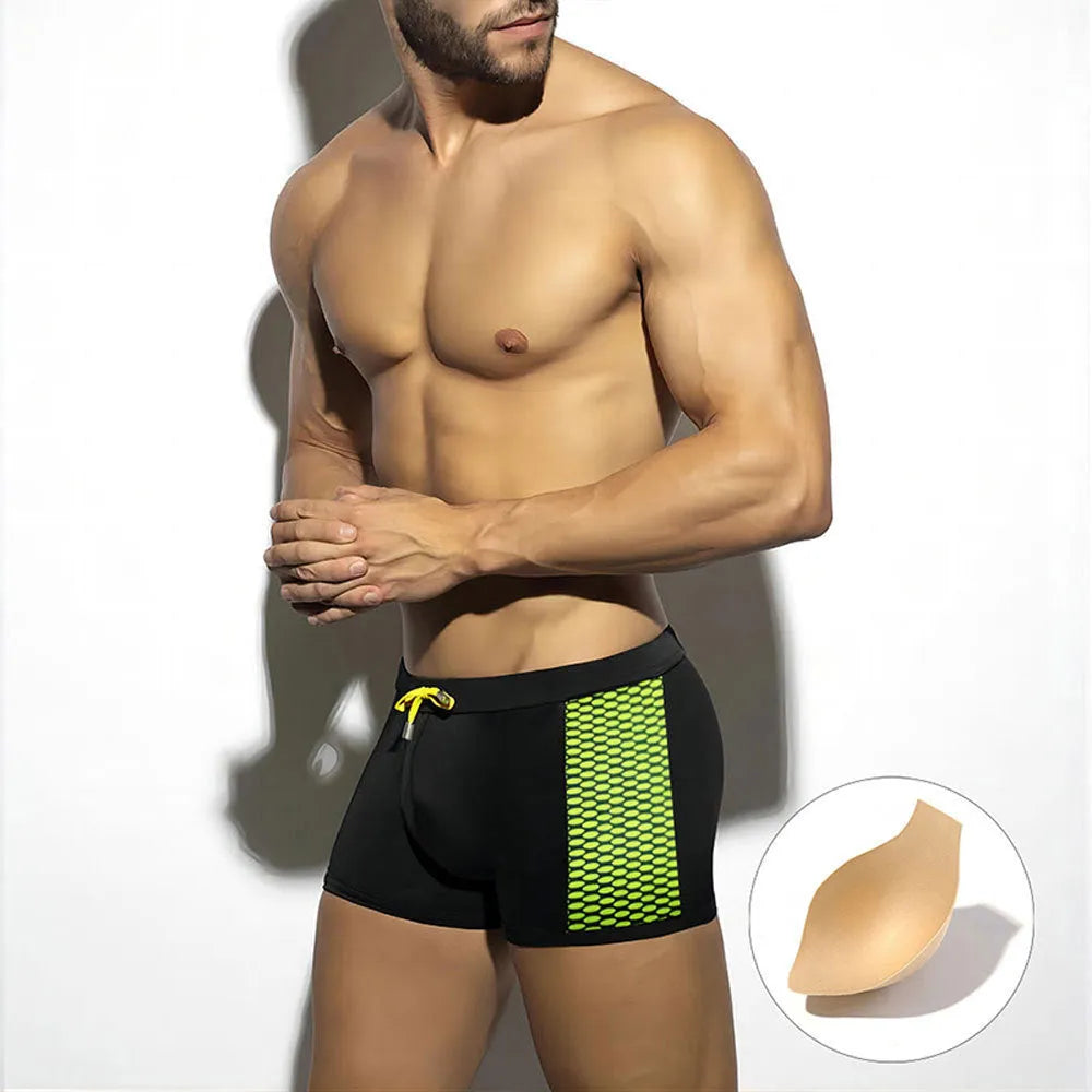Men's polka dot print swimming boxers in nylon quick-dry fabric with briefs style cut